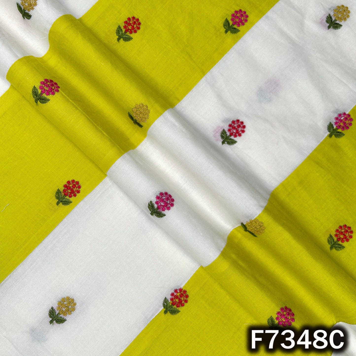Thread Embroidered Patch Work Pure Cotton Fabric - F7348