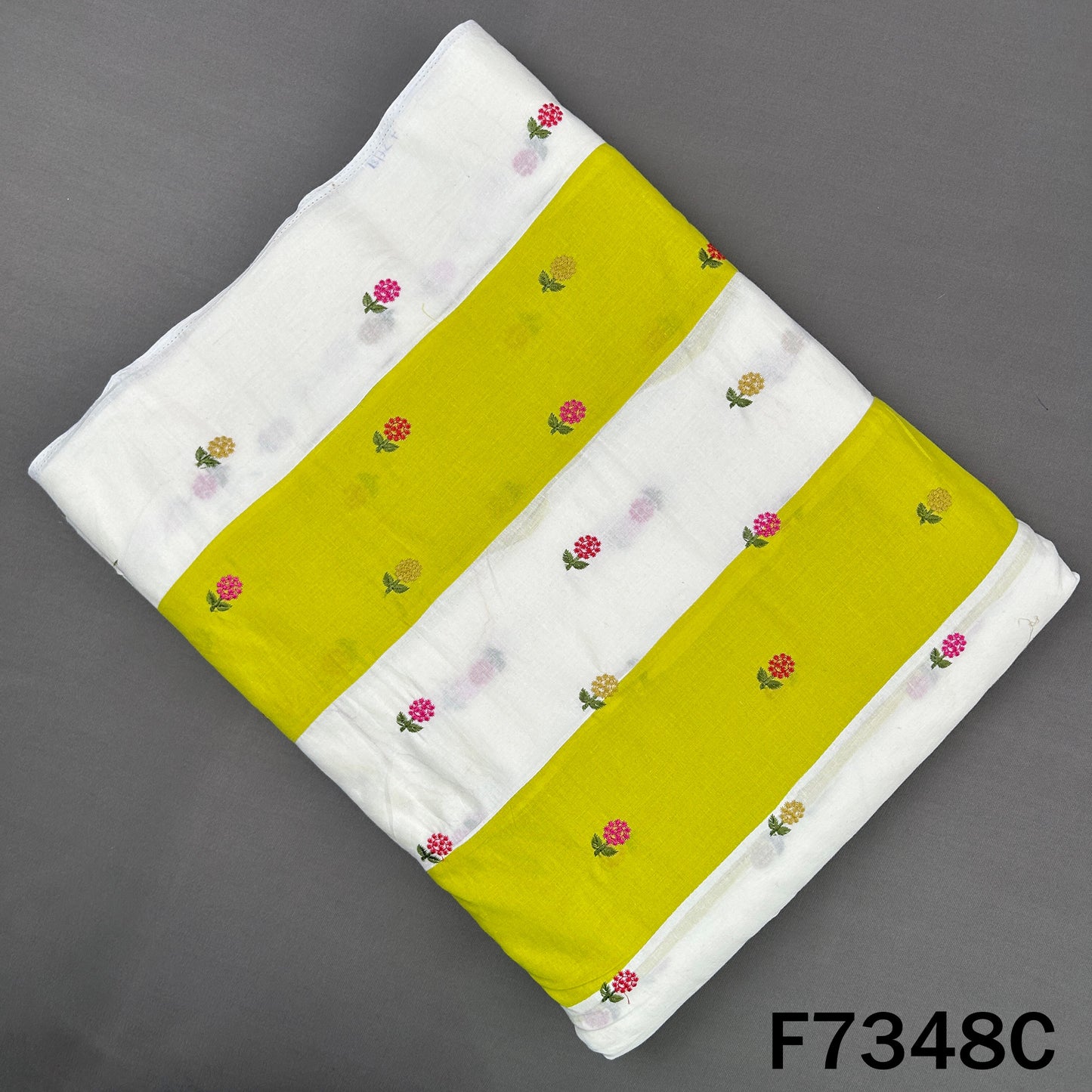 Thread Embroidered Patch Work Pure Cotton Fabric - F7348
