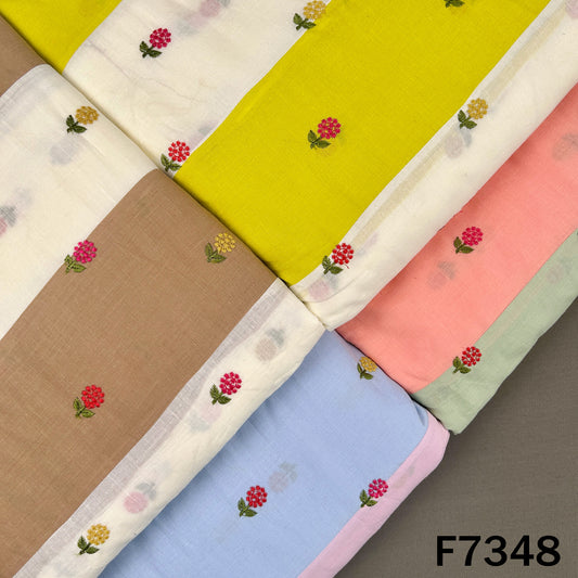 Thread Embroidered Patch Work Pure Cotton Fabric - F7348