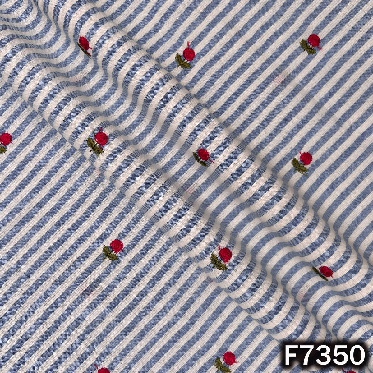 Stripes Thread Work Cotton Fabric - F7350