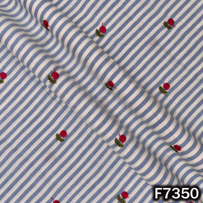 Stripes Thread Work Cotton Fabric - F7350
