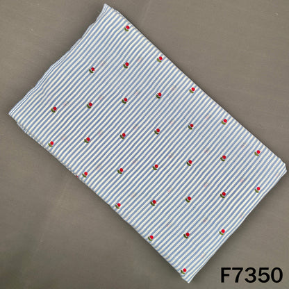 Stripes Thread Work Cotton Fabric - F7350