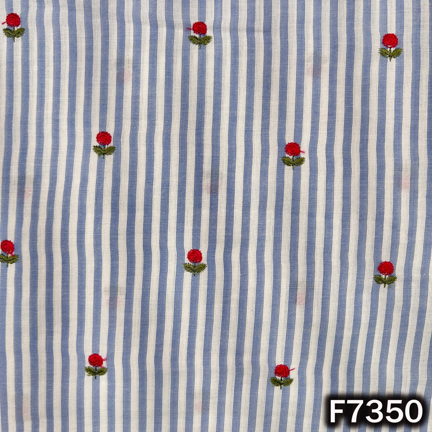 Stripes Thread Work Cotton Fabric - F7350