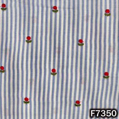Stripes Thread Work Cotton Fabric - F7350