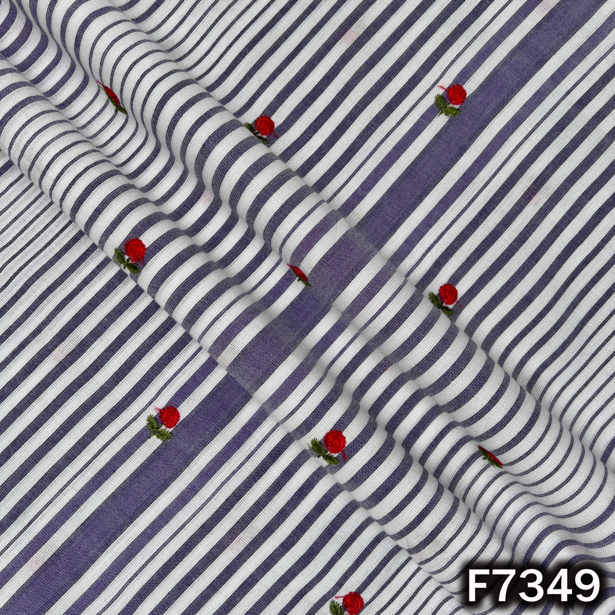 Stripes Thread Work Cotton Fabric - F7349