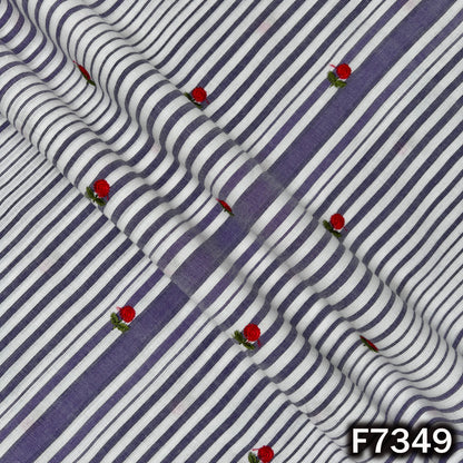 Stripes Thread Work Cotton Fabric - F7349