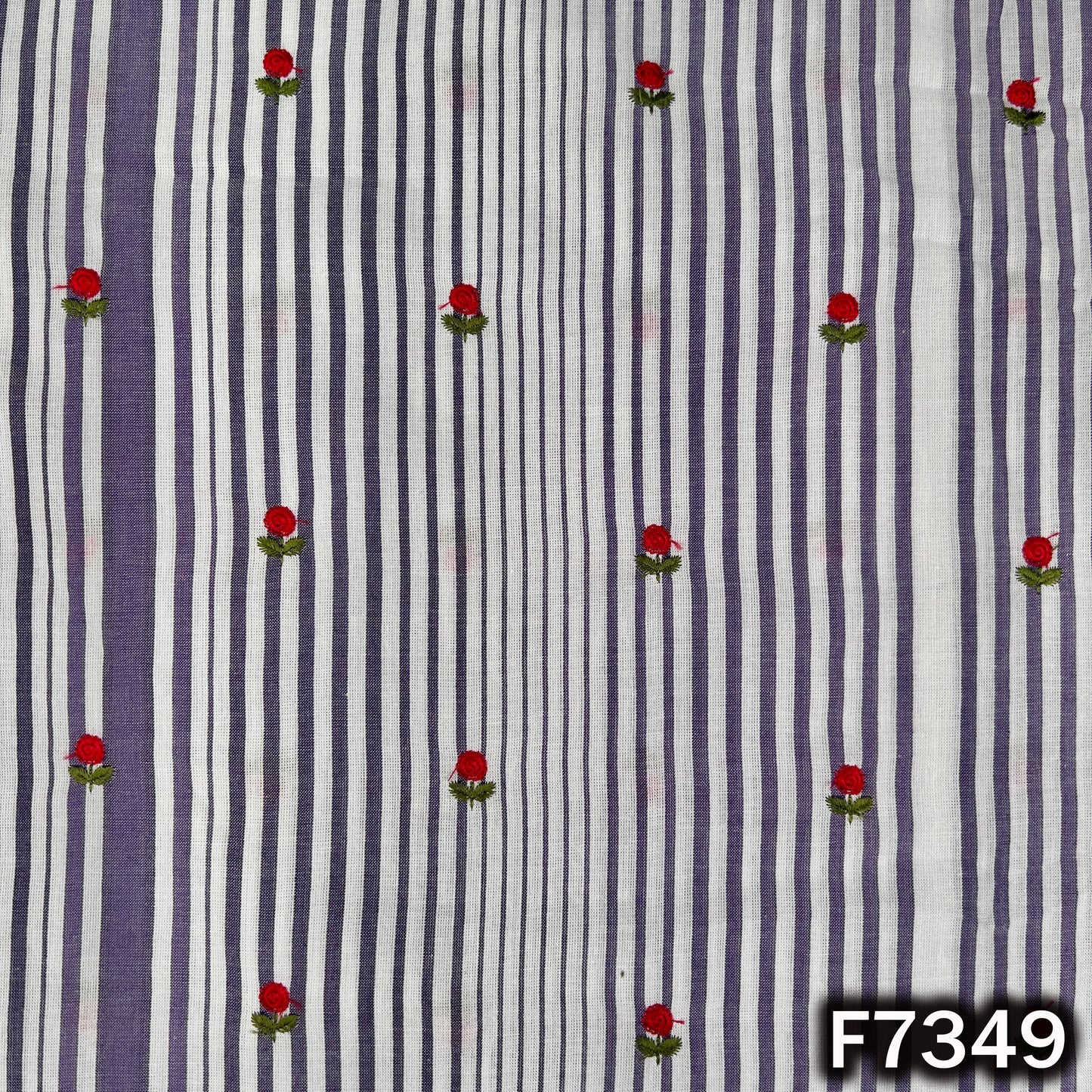 Stripes Thread Work Cotton Fabric - F7349
