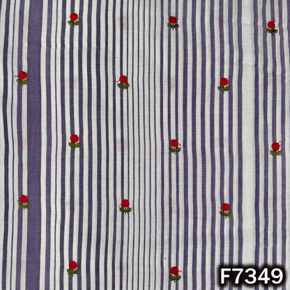 Stripes Thread Work Cotton Fabric - F7349
