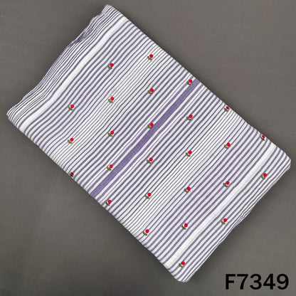 Stripes Thread Work Cotton Fabric - F7349