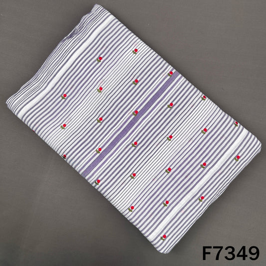 Stripes Thread Work Cotton Fabric - F7349