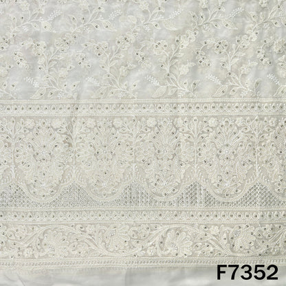 Dyeable Thread Sequins Embroidered Georgette Fabric - F7352