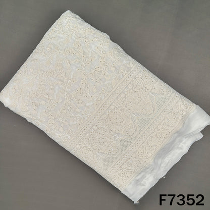 Dyeable Thread Sequins Embroidered Georgette Fabric - F7352