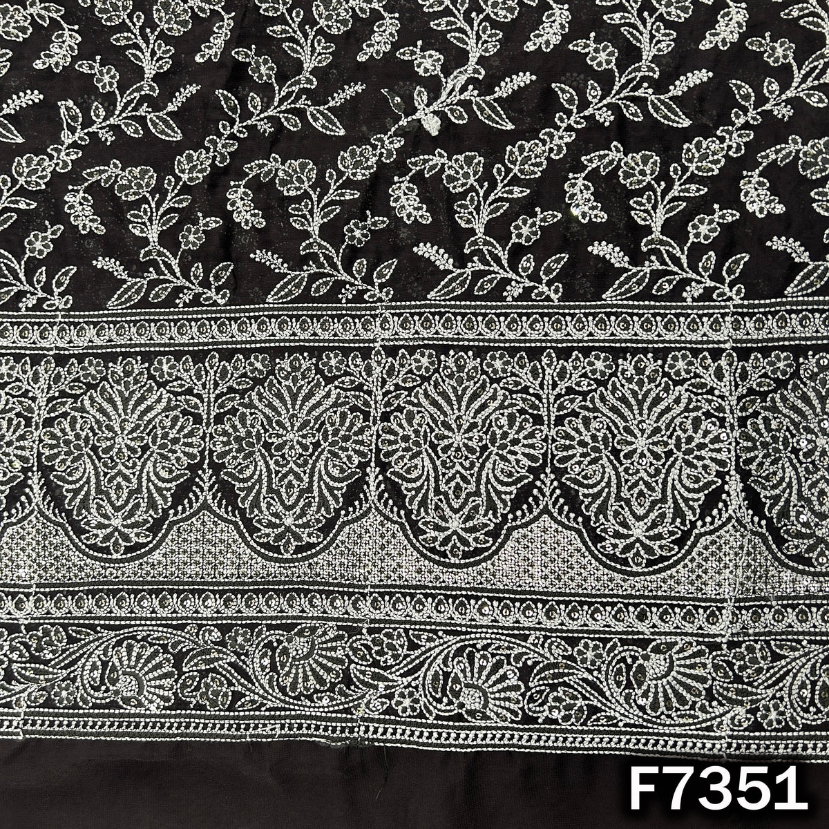 Thread Sequins Embroidered Georgette Fabric - F7351