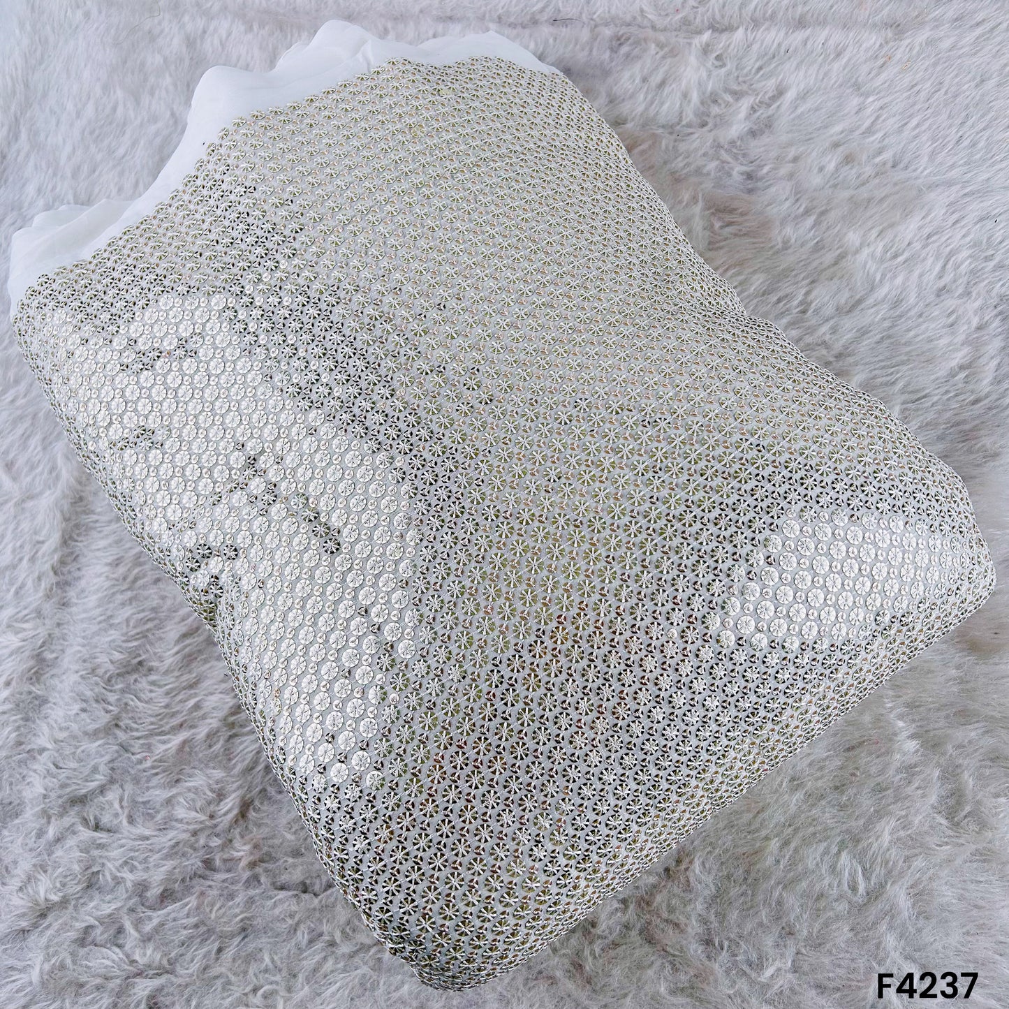 Dyeable Thread Sequins Embroidered Georgette Fabric-F4237