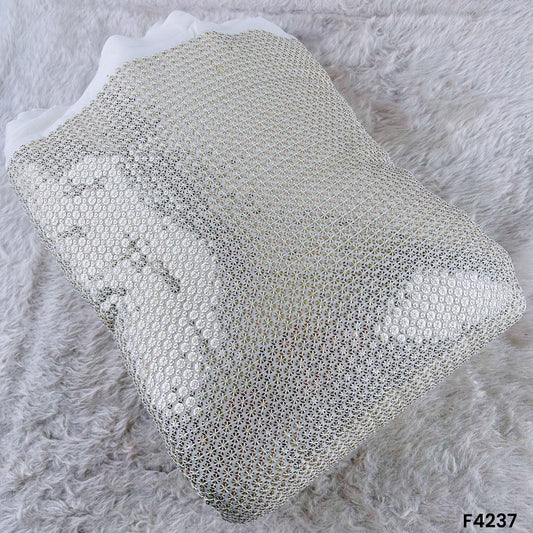 Dyeable Thread Sequins Embroidered Georgette Fabric-F4237