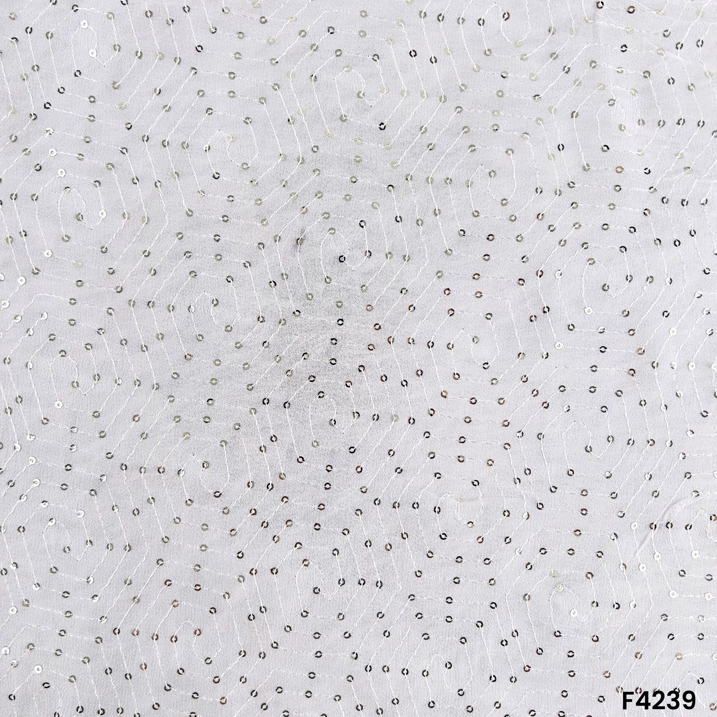 Dyeable Thread Sequins Embroidered Georgette Fabric- F4239