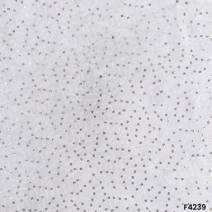 Dyeable Thread Sequins Embroidered Georgette Fabric- F4239