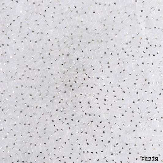 Dyeable Thread Sequins Embroidered Georgette Fabric- F4239