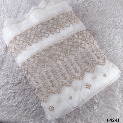 Dyeable Zari Thread Embroidered Organza Fabric- F4241