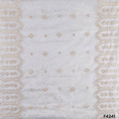 Dyeable Zari Thread Embroidered Organza Fabric- F4241