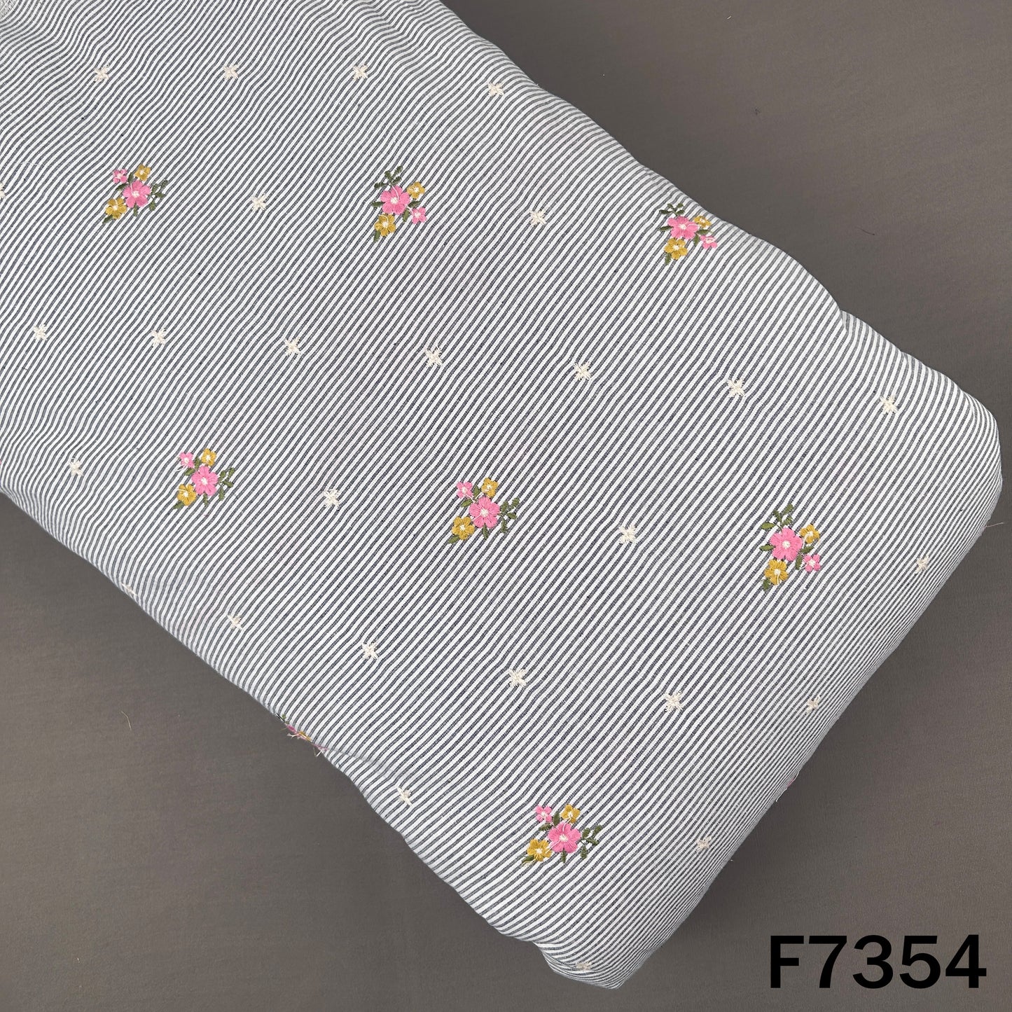 Stripes Thread Work Handloom Cotton Fabric - F7354