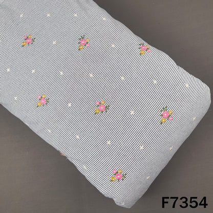 Stripes Thread Work Handloom Cotton Fabric - F7354