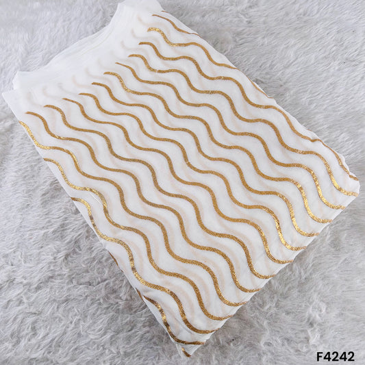 Dyeable Zari Embroidered Georgette Fabric- F4242