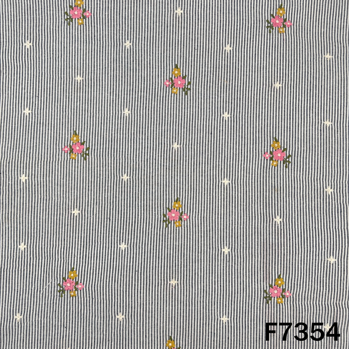 Stripes Thread Work Handloom Cotton Fabric - F7354