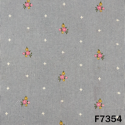 Stripes Thread Work Handloom Cotton Fabric - F7354