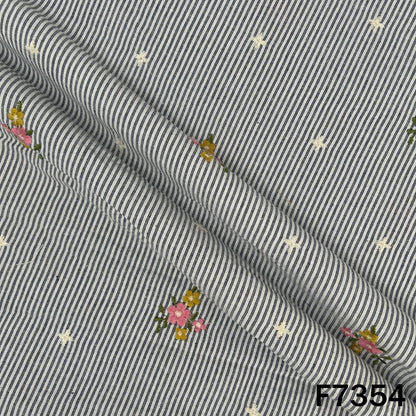 Stripes Thread Work Handloom Cotton Fabric - F7354