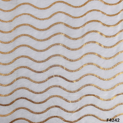 Dyeable Zari Embroidered Georgette Fabric- F4242