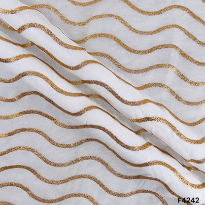 Dyeable Zari Embroidered Georgette Fabric- F4242