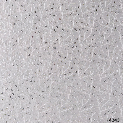 Dyeable Thread Sequins Embroidered Organza Fabric- F4243