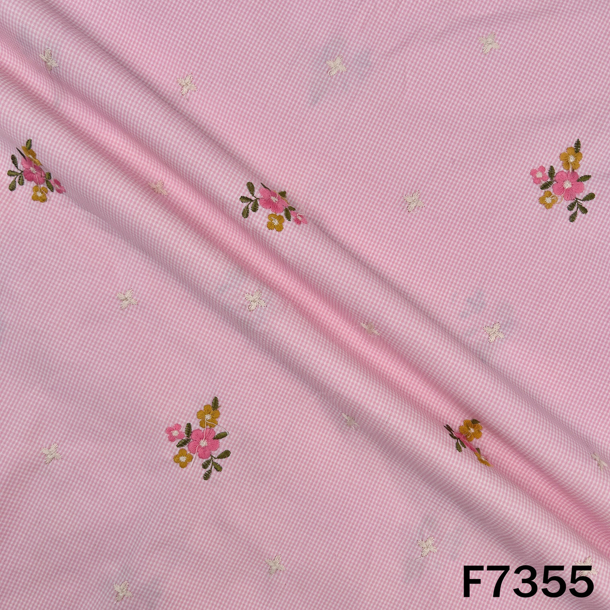 Stripes Thread Work Check Cotton Fabric - F7355
