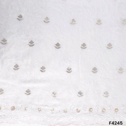 Dyeable Thread Sequins Embroidered Georgette Fabric- F4245