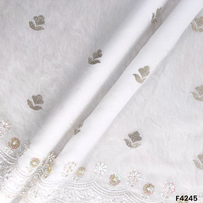 Dyeable Thread Sequins Embroidered Georgette Fabric- F4245