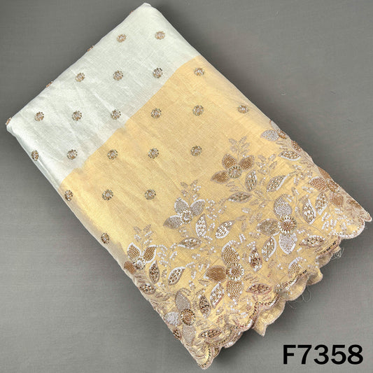 Cut Dana Zari Sequins Embroidered Kanjivaram Tissue Fabric - F7358
