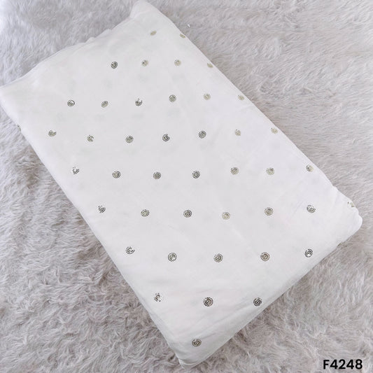Dyeable Thread Sequins Cotton Silk Fabric- F4248