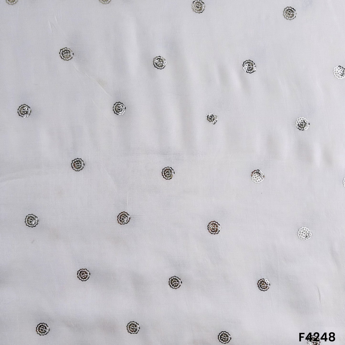 Dyeable Thread Sequins Cotton Silk Fabric- F4248