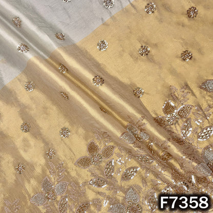 Cut Dana Zari Sequins Embroidered Kanjivaram Tissue Fabric - F7358