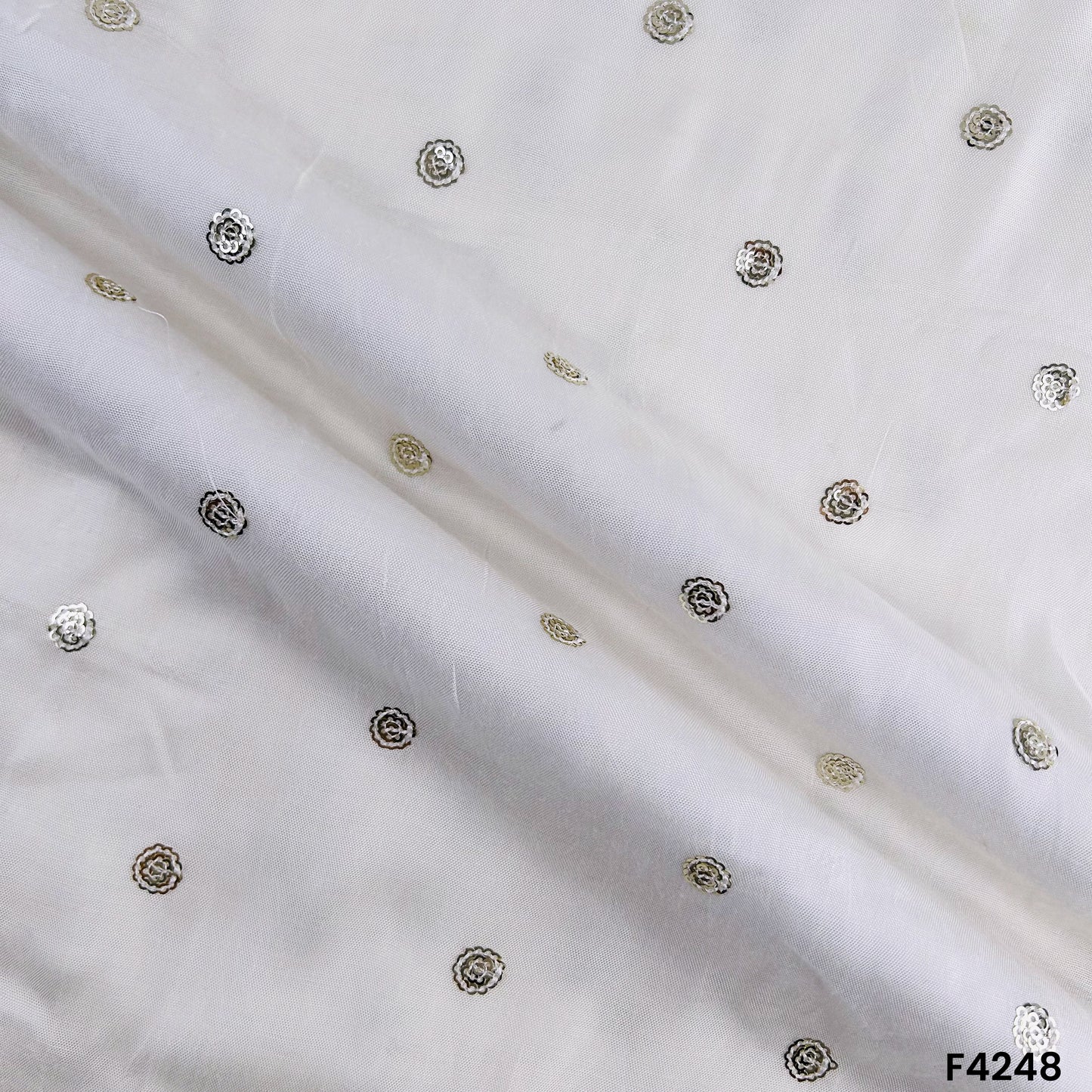 Dyeable Thread Sequins Cotton Silk Fabric- F4248