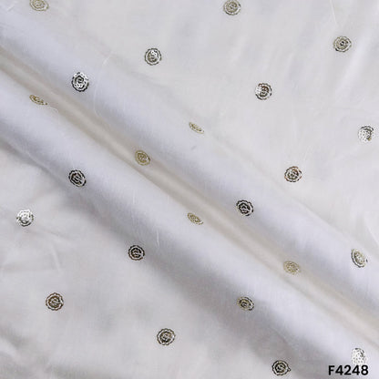 Dyeable Thread Sequins Cotton Silk Fabric- F4248