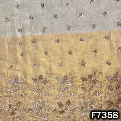 Cut Dana Zari Sequins Embroidered Kanjivaram Tissue Fabric - F7358