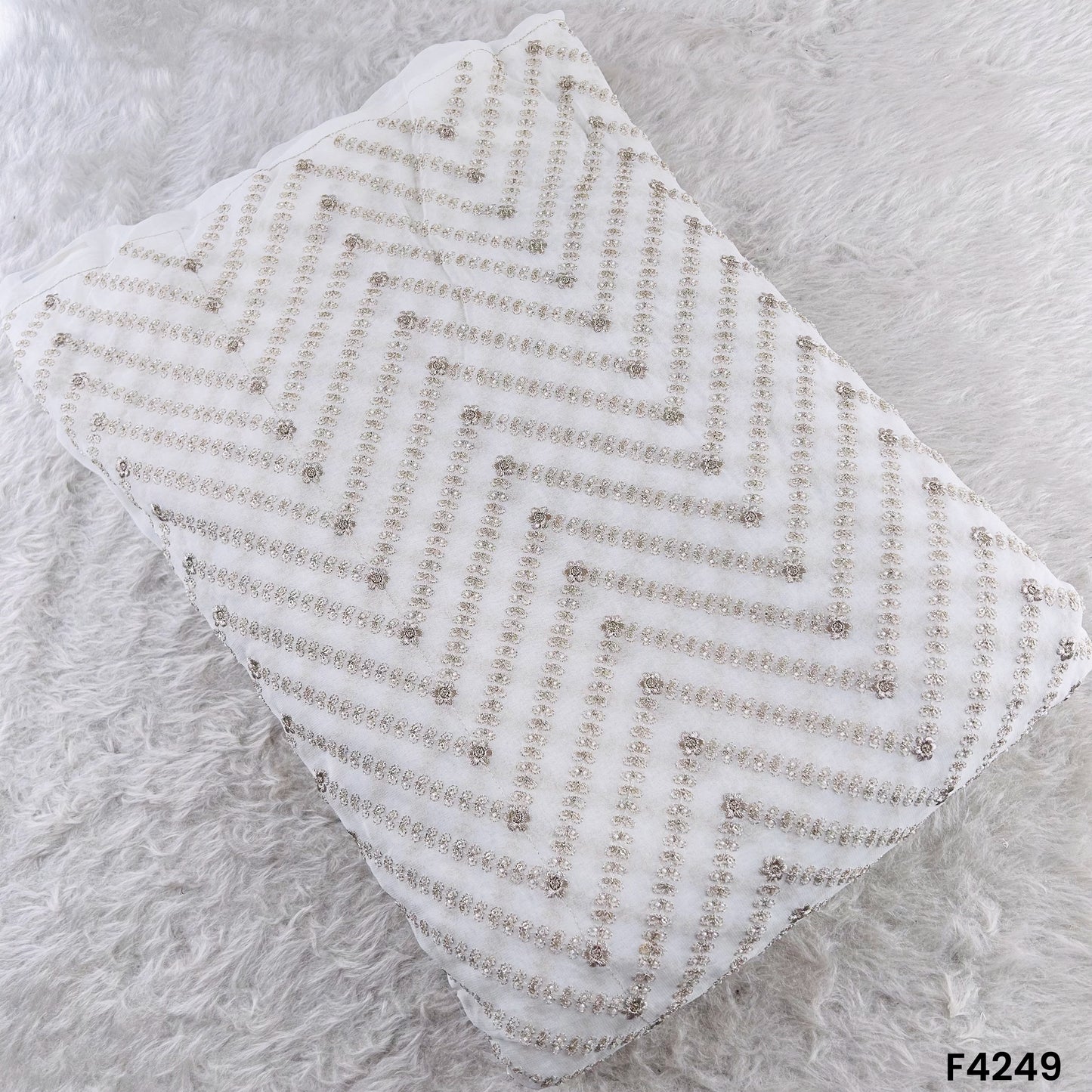 Dyeable Zari Cut Dana Embroidered Georgette Fabric- F4249