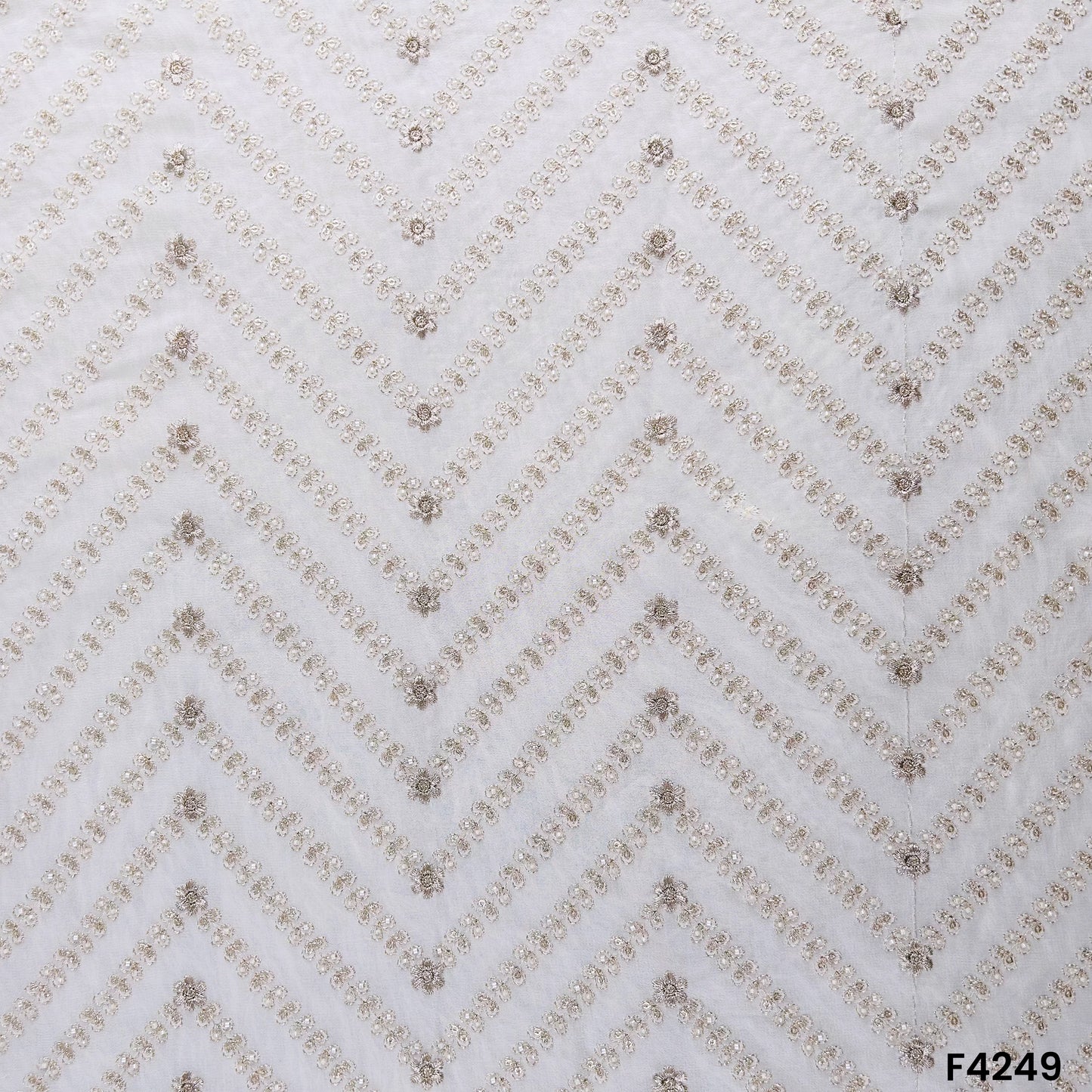 Dyeable Zari Cut Dana Embroidered Georgette Fabric- F4249