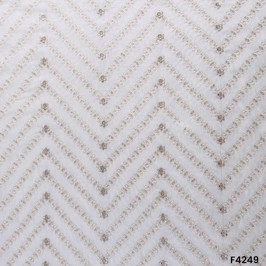 Dyeable Zari Cut Dana Embroidered Georgette Fabric- F4249