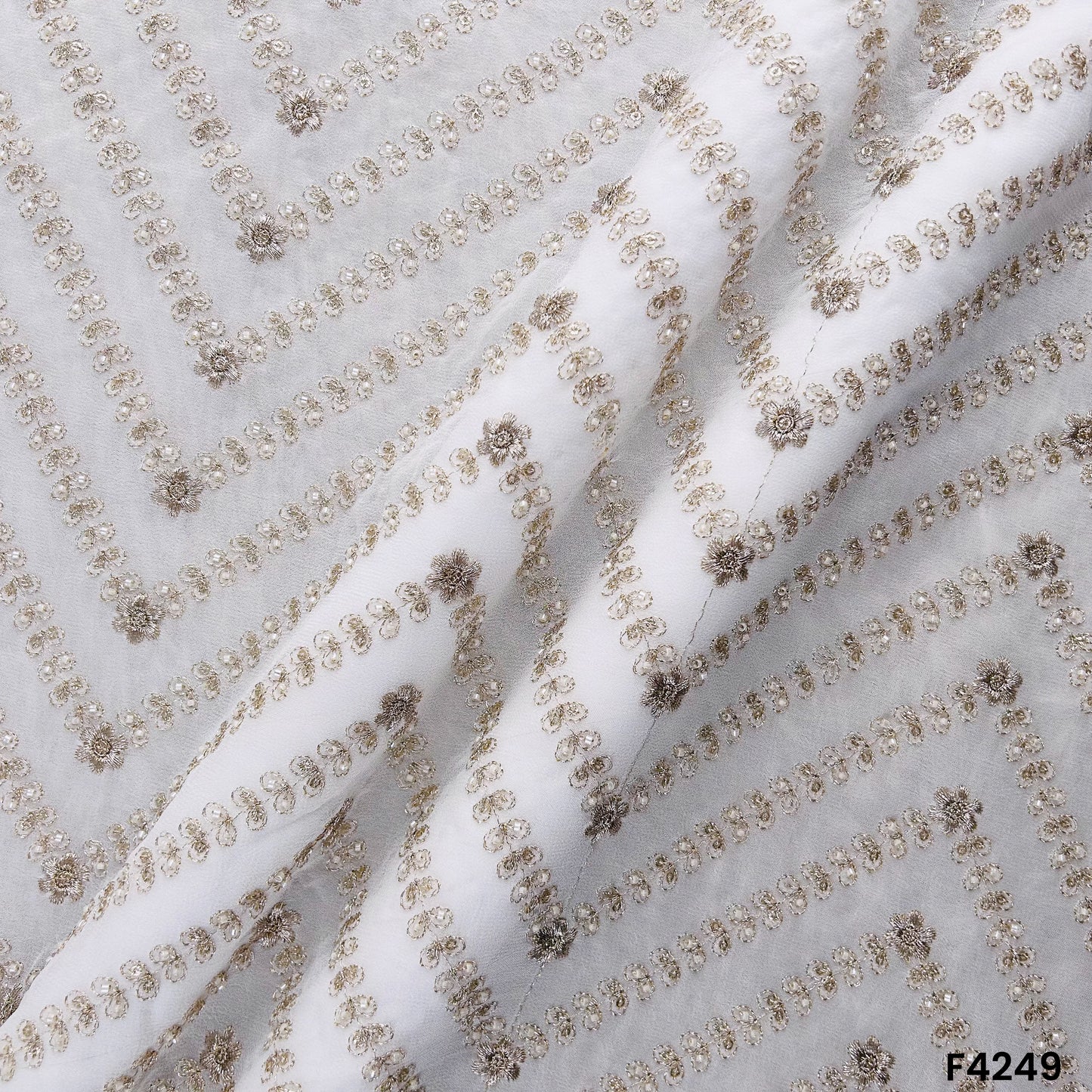 Dyeable Zari Cut Dana Embroidered Georgette Fabric- F4249