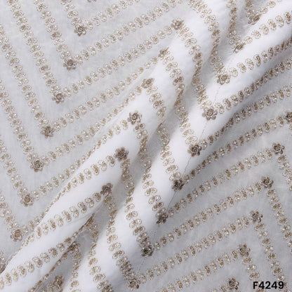 Dyeable Zari Cut Dana Embroidered Georgette Fabric- F4249