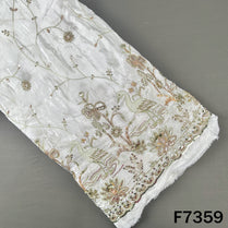 Dyeable Cut Dana Zari Sequins Embroidered Crepe Fabric - F7359