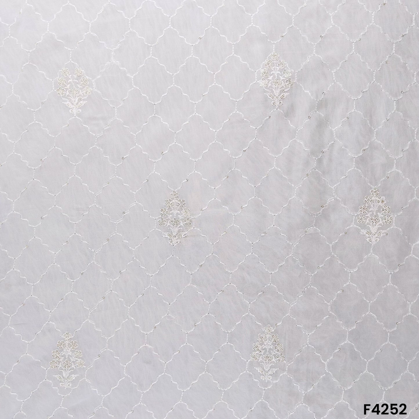 Dyeable Thread Sequins Embroidered Georgette Fabric- F4252